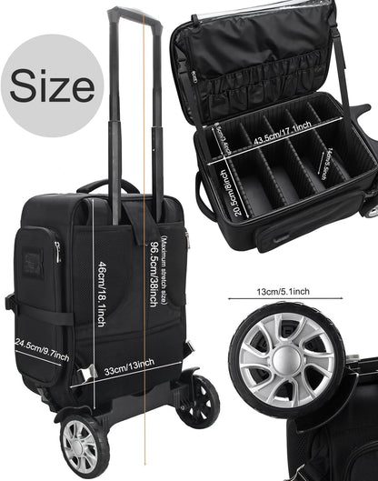 New Rolling Extra Large Professional Trolley Makeup Backpack With Detachable Trolley And Large Wheels