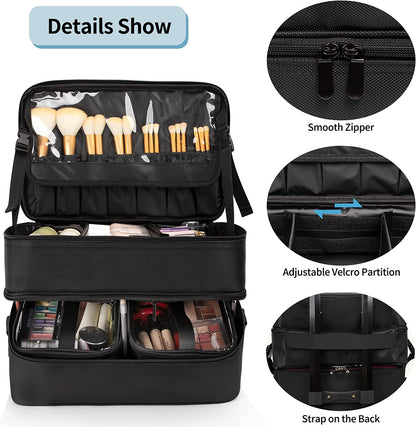 Professional Double Layer Large Travel Makeup Case