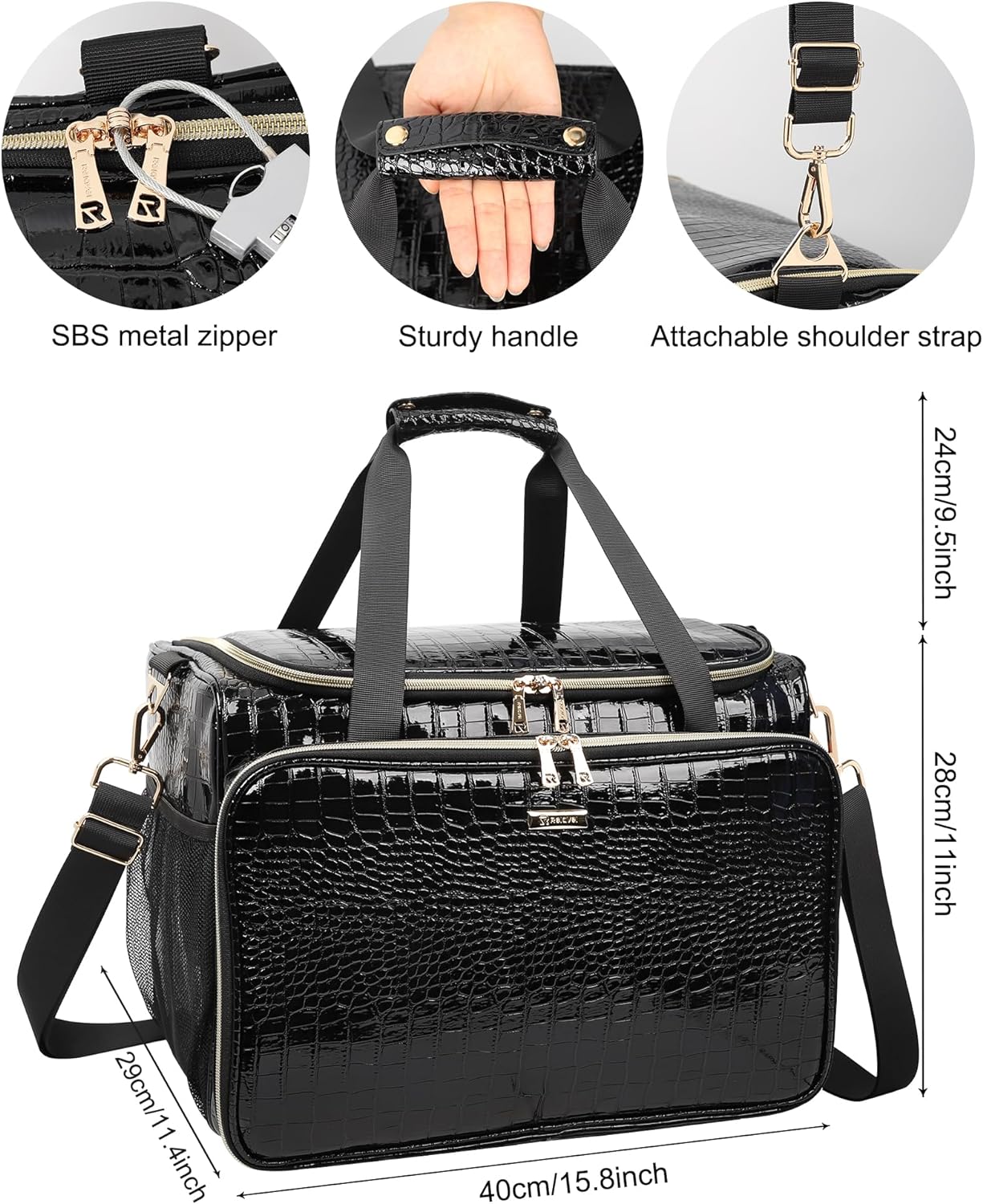 Professional Hairdressing Shoulder Bag（PU Leather Crocodile pattern）