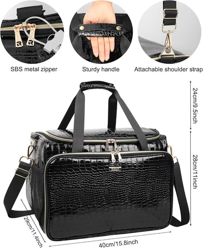 Professional Hairdressing Shoulder Bag（PU Leather Crocodile pattern）