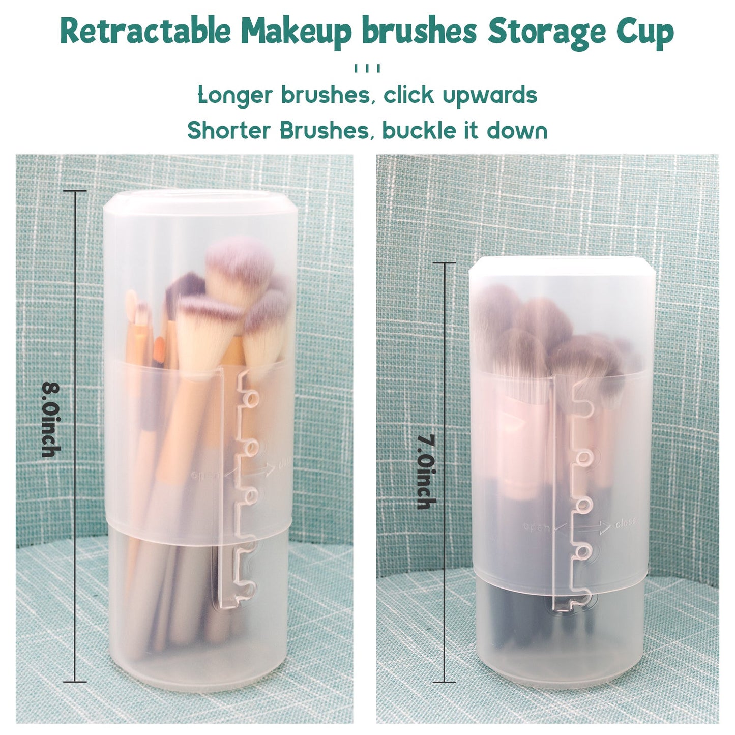 Retractable Makeup Brush Holders, Clear Travel Makeup Brush Case