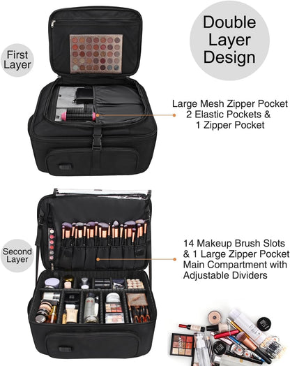 Rolling Black Super Large Professional Trolley Makeup Backpack