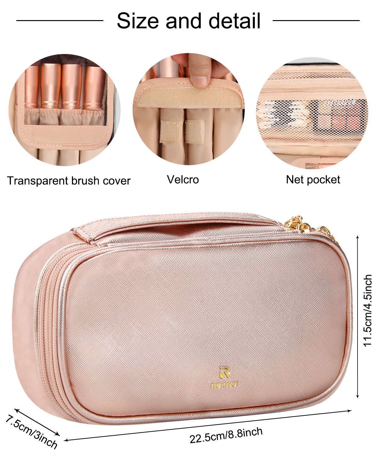 Relavel Small Rose Gold Makeup Bag