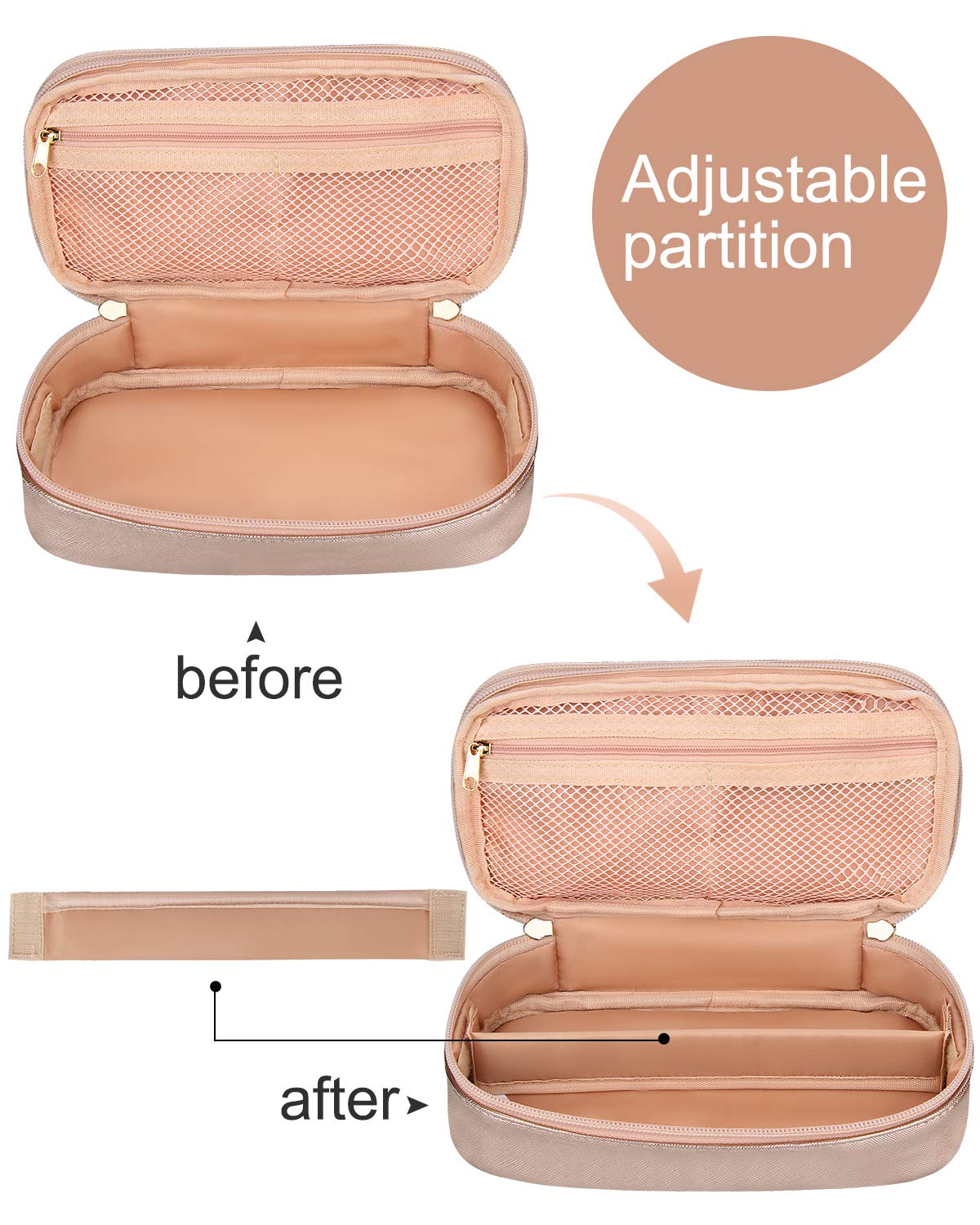 Relavel Small Rose Gold Makeup Bag