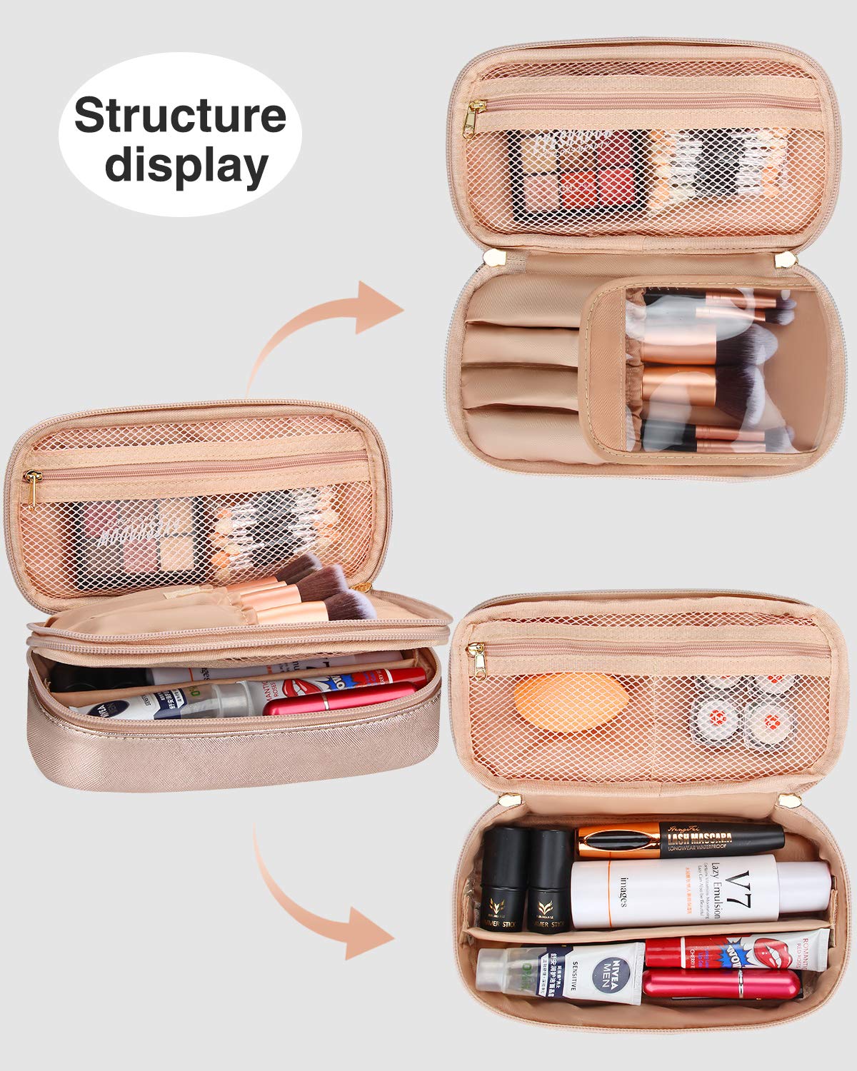 Relavel Small Rose Gold Makeup Bag