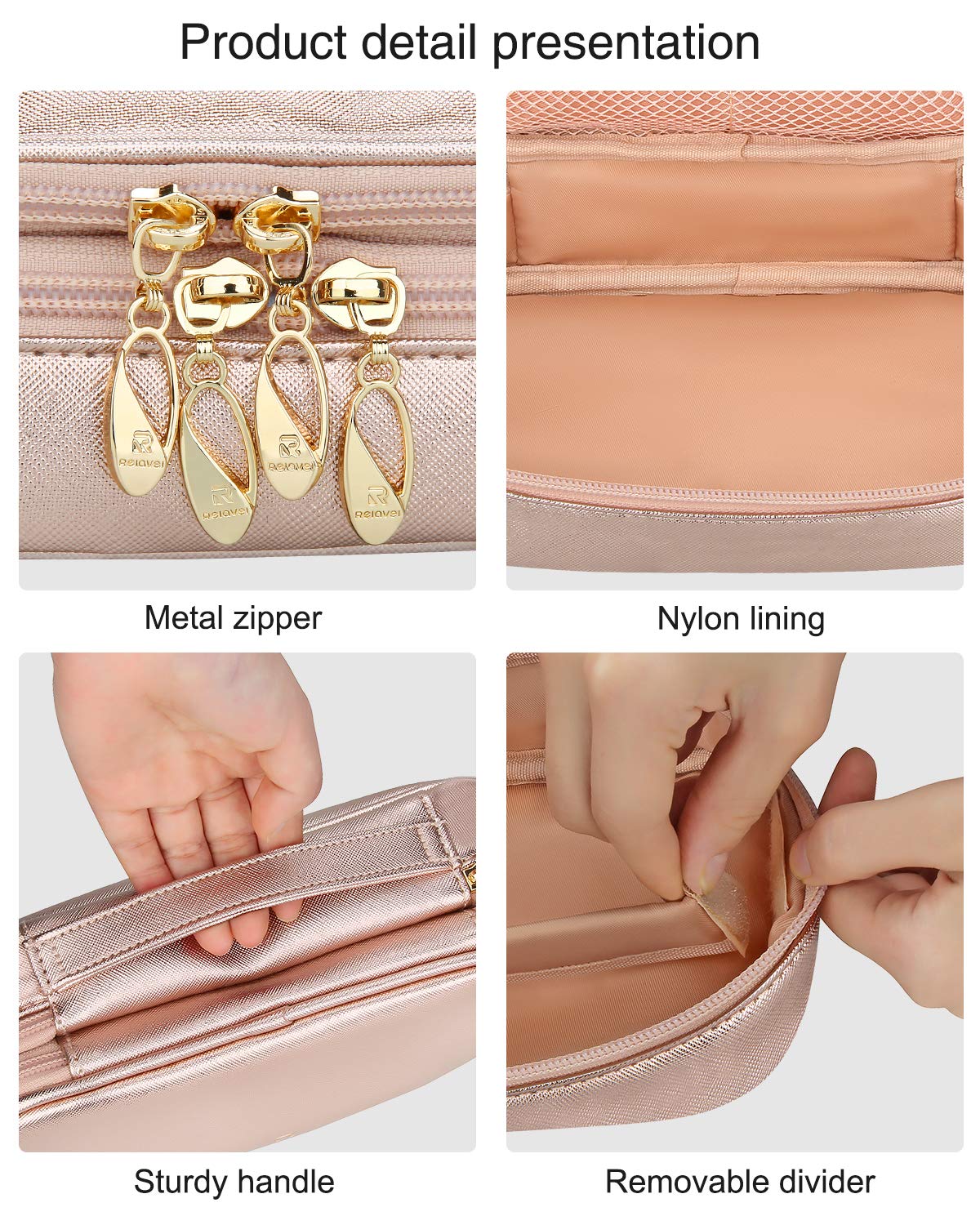 Relavel Small Rose Gold Makeup Bag