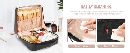 90° Wide Open for Easily Access, Waterproof Travel Makeup Bag