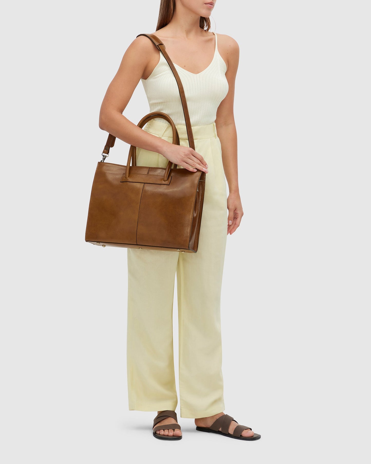 Florence Tan - Leather Women Tote/Work bag