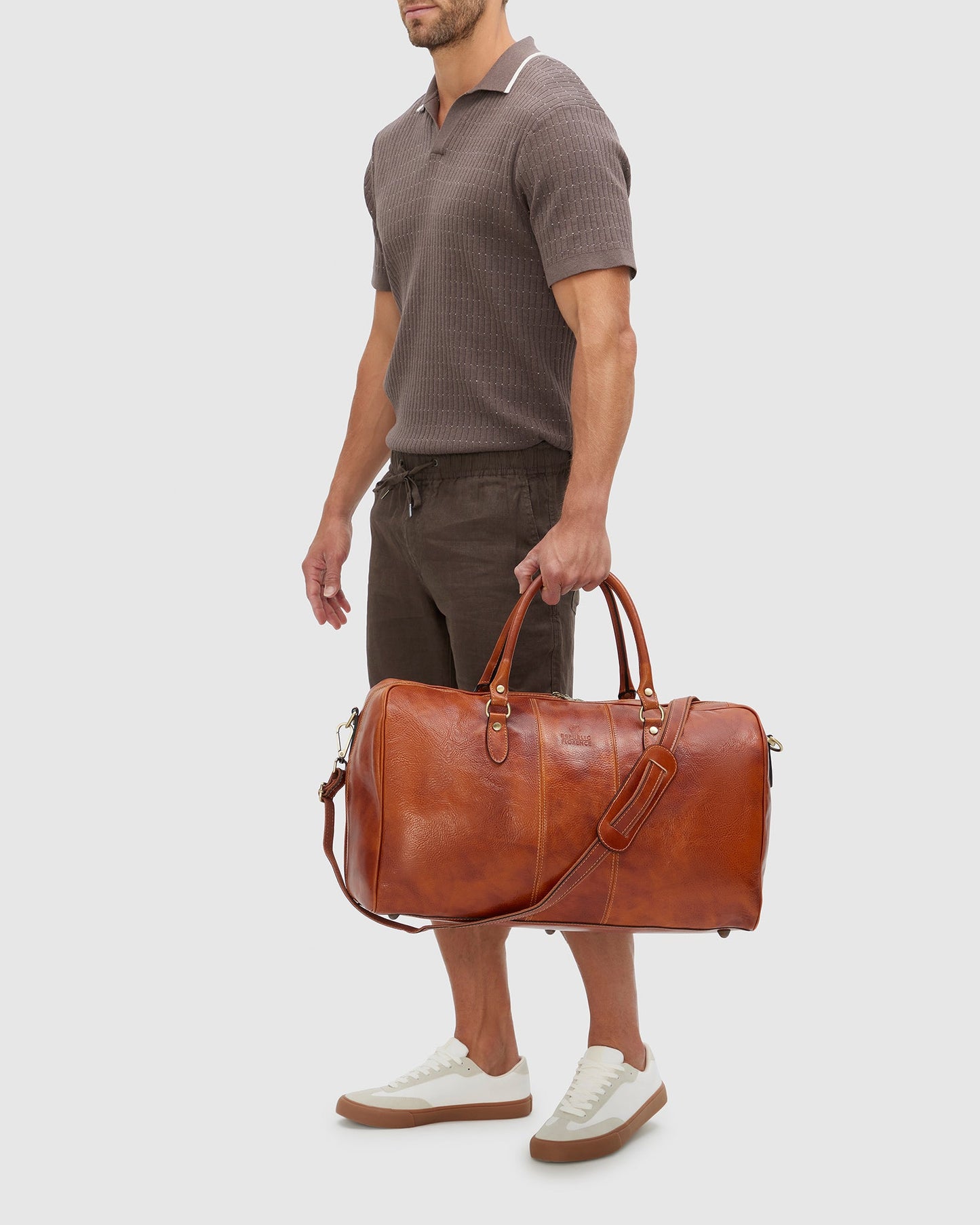 Albertis Tan - Leather Duffle Bag