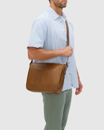 Aurelian Matt Tan - 13" laptop leather messenger