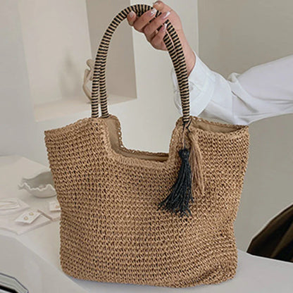 Weave Shoulder Bag round Summer Beach Purse