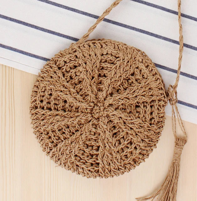 Weave Shoulder Bag round Summer Beach Purse