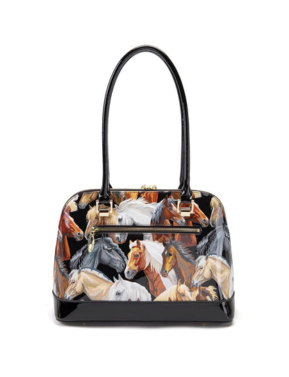 EQUESTRIAN  PATENT LEATHER HANDBAG- SF24-0758- NEW IN