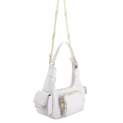 Sally Kleines Taschentuch, Off-White mit Gold