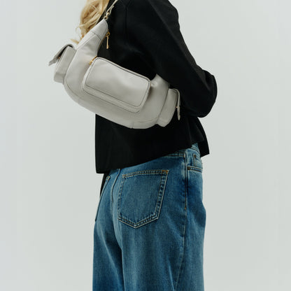 Sally Kleines Taschentuch, Off-White mit Gold