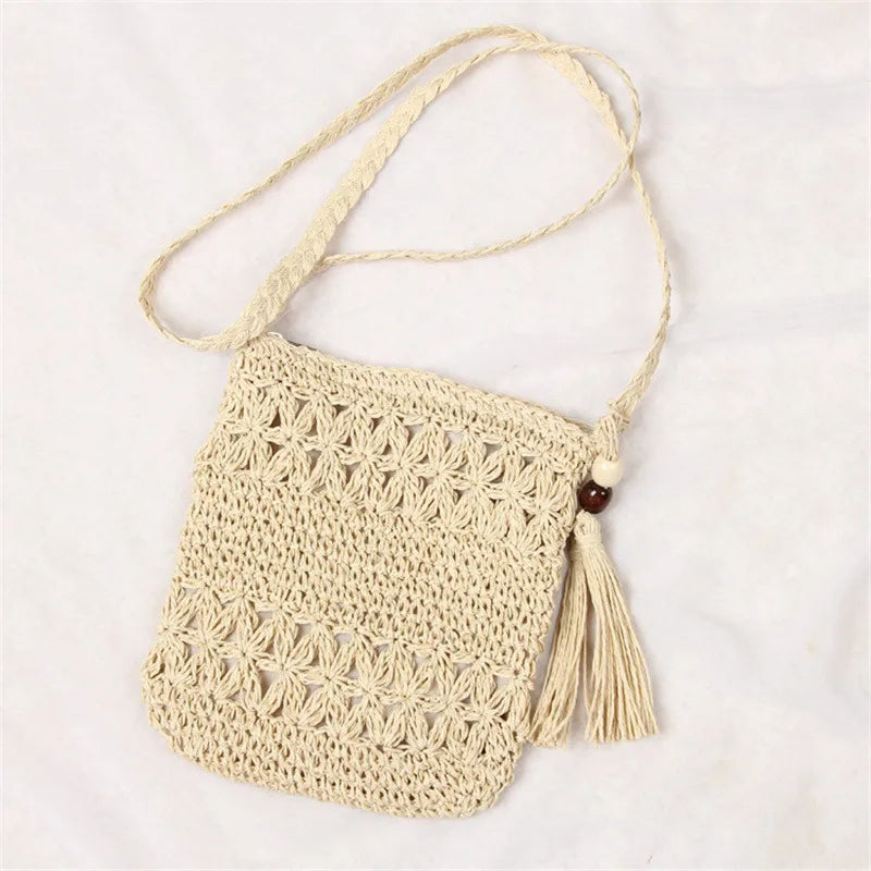 Weave Shoulder Bag round Summer Beach Purse