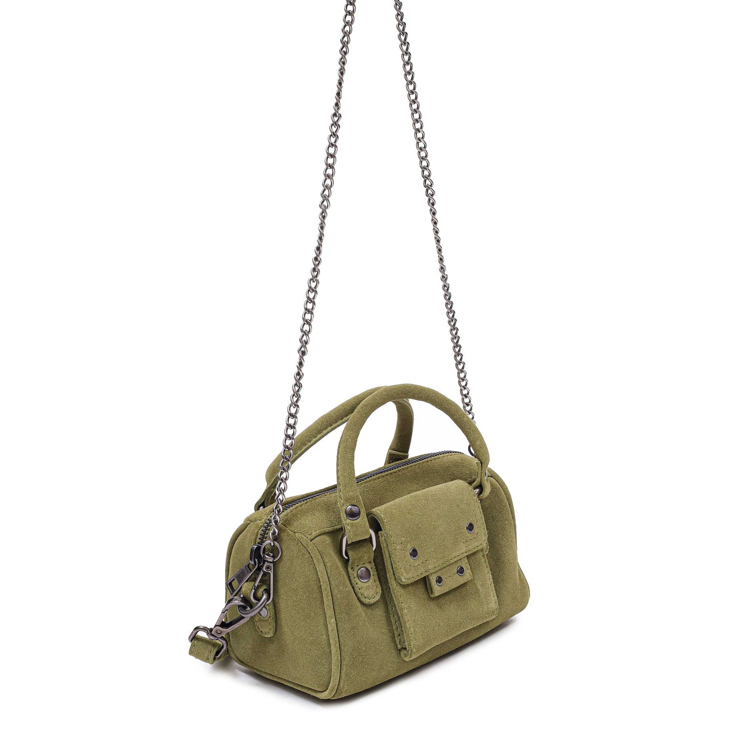 Kleines Nori Wildleder Matcha mit Antik Silber