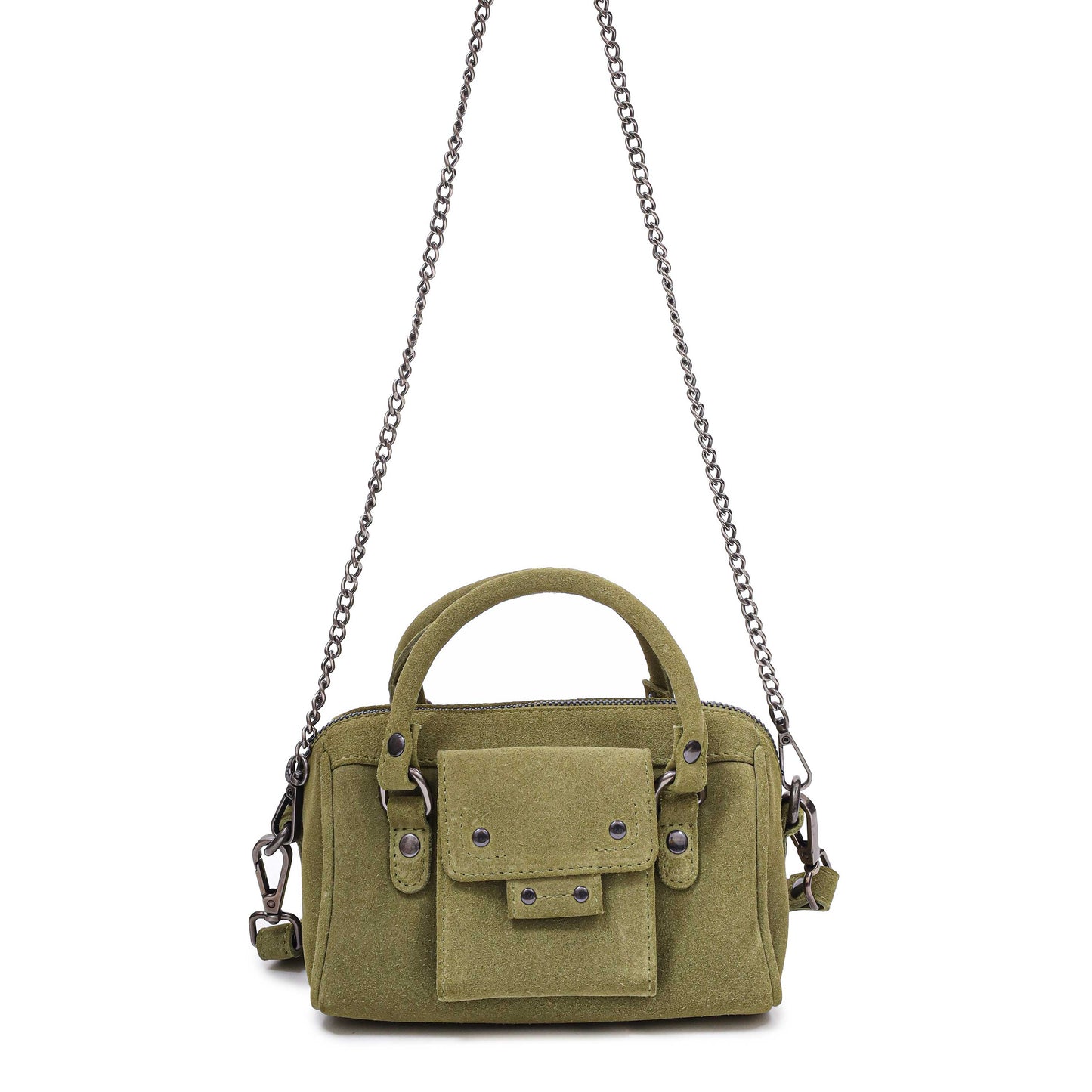 Kleines Nori Wildleder Matcha mit Antik Silber