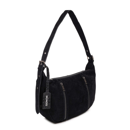 Small Stella Zipper Suede Black