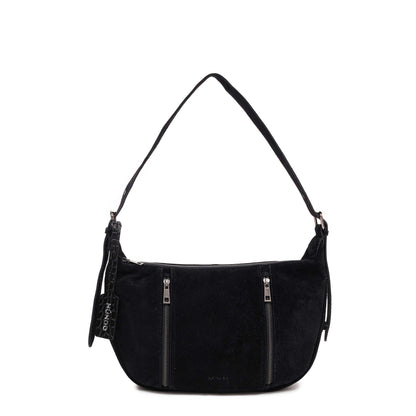 Small Stella Zipper Suede Black