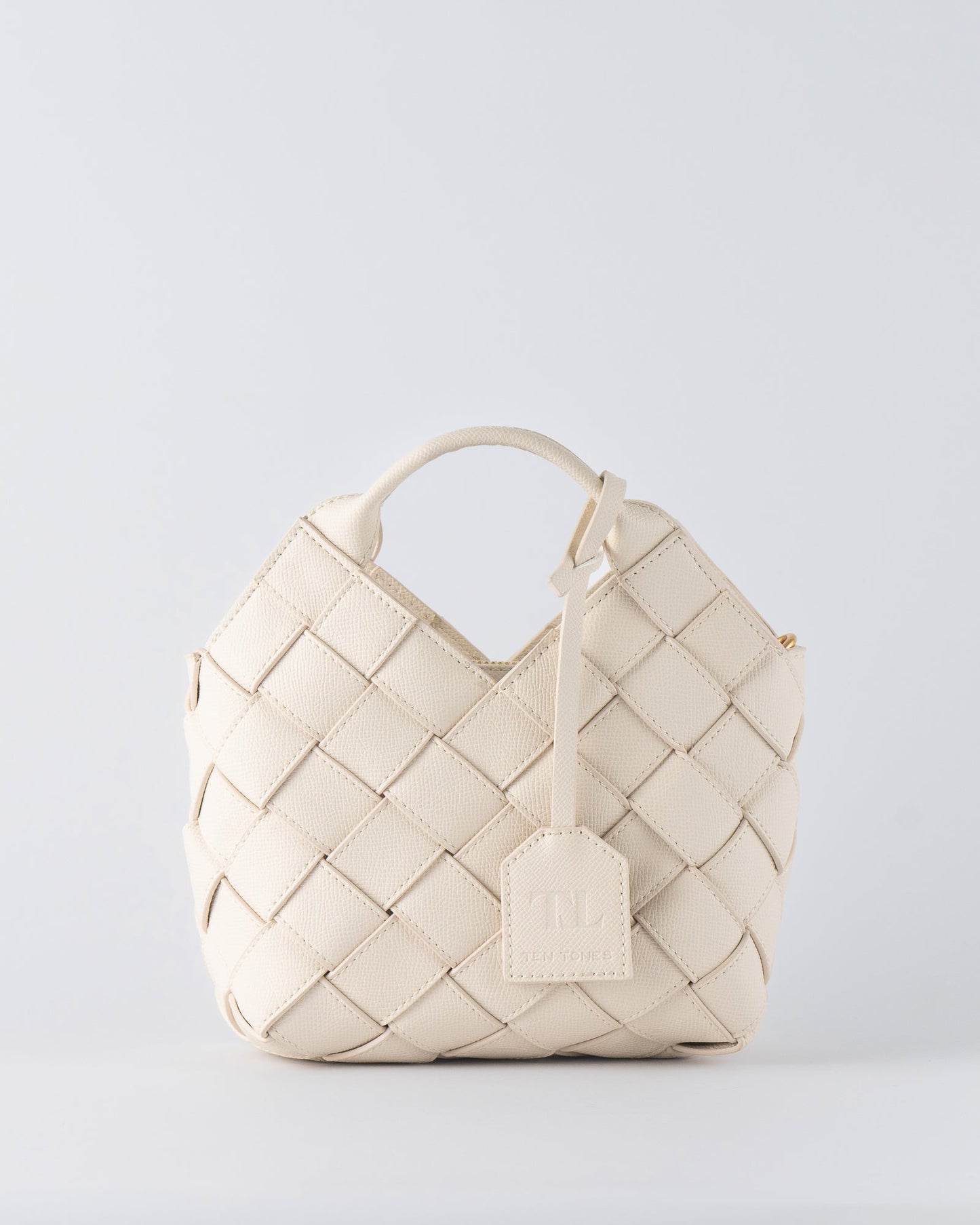 Clementine Woven Mini Tote Bag Bone White