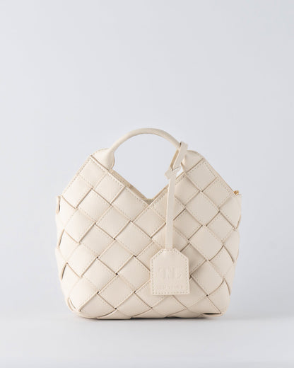 Clementine Woven Mini Tote Bag Bone White