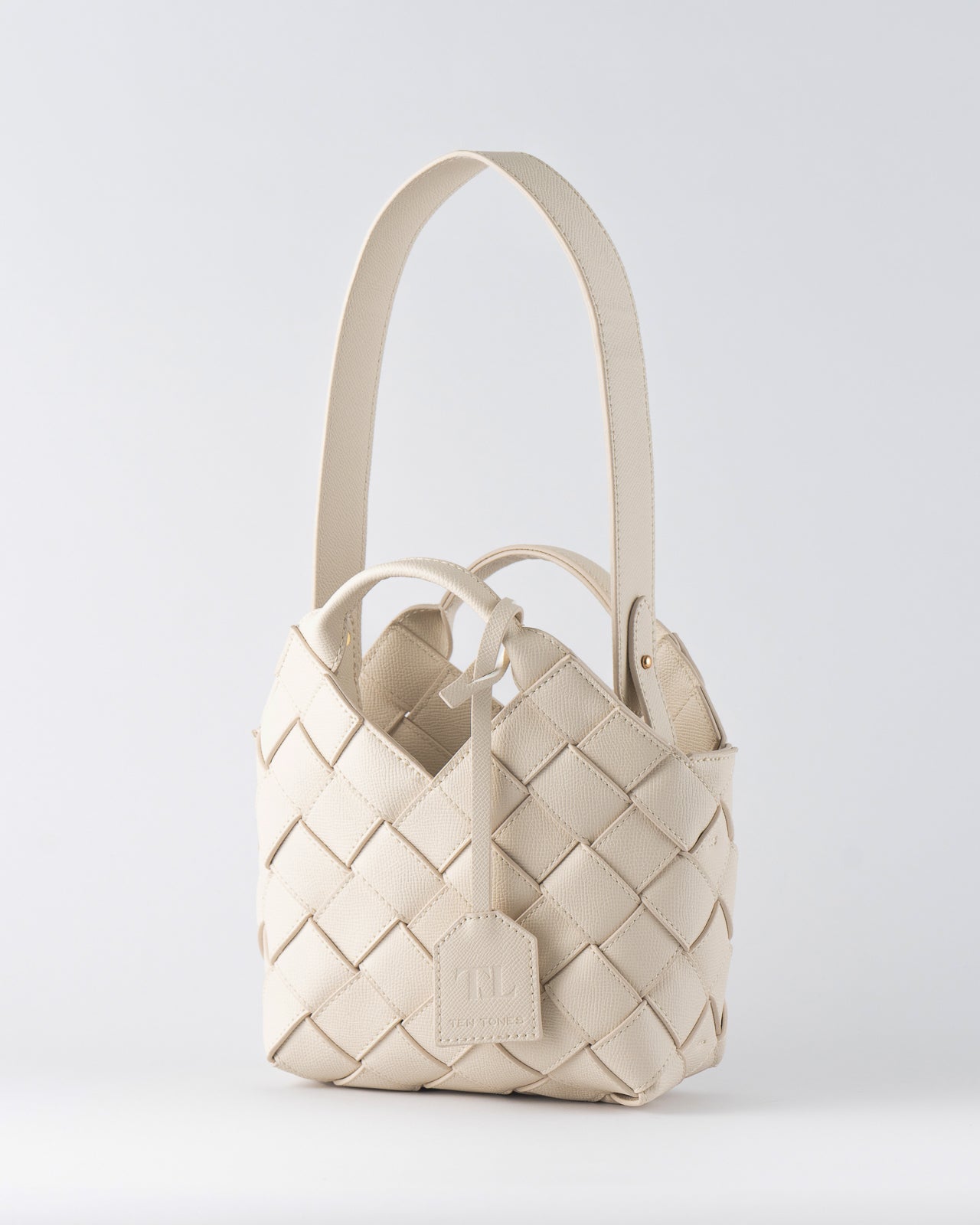 Clementine Woven Mini Tote Bag Bone White