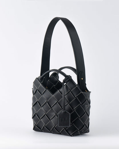 Clementine Woven Mini Tote Bag Black