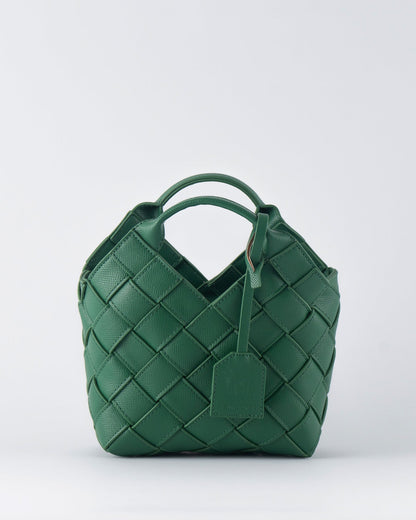 Clementine Woven Mini Tote Bag Forest Green