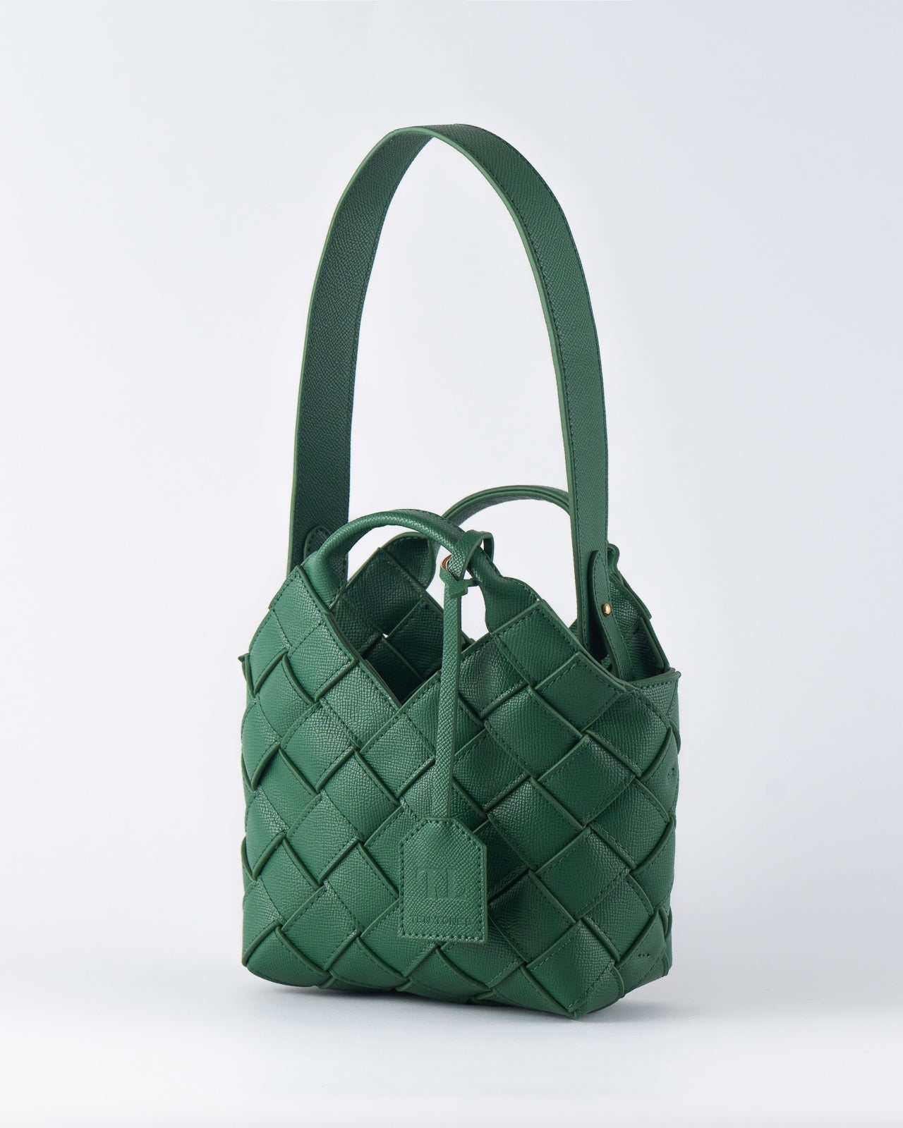 Clementine Woven Mini Tote Bag Forest Green