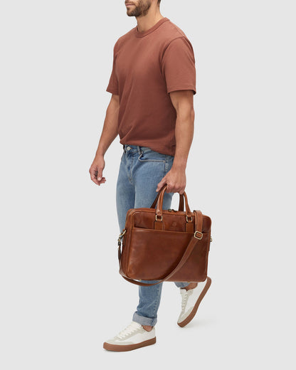 Tokyo Tan - Slim Leather Briefcase