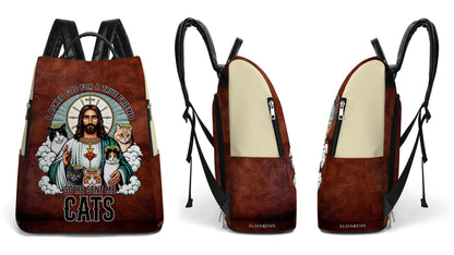 God Sent Me Cats - Personalized Custom Leather BackPack - BP_CAT08