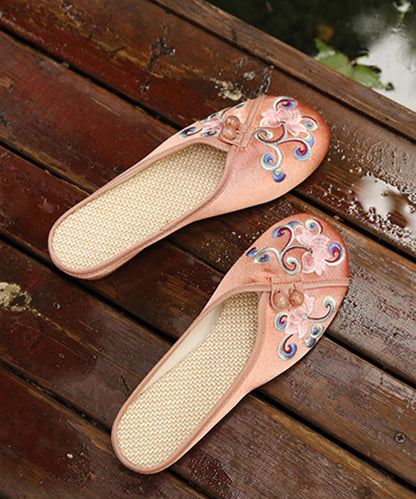 Vintage Orange Embroidered Comfy Cotton Slide Sandals