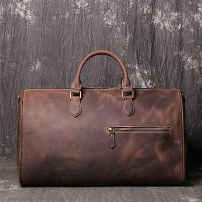 Sophisticated Leather Overnight Duffle Bag