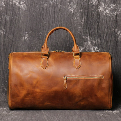 Sophisticated Leather Overnight Duffle Bag