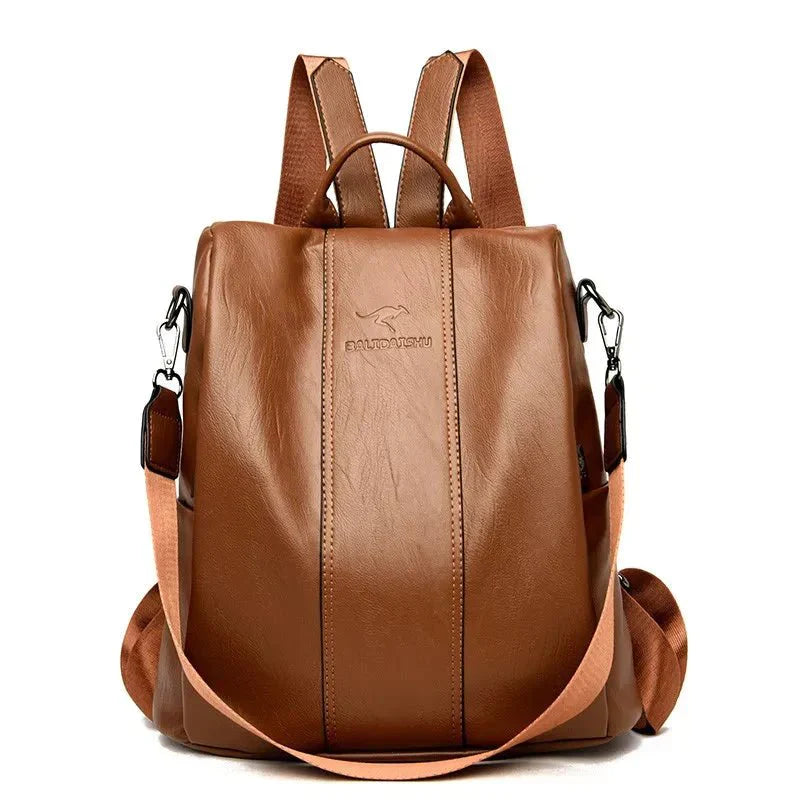 Women's Anti-Theft Leather Backpack