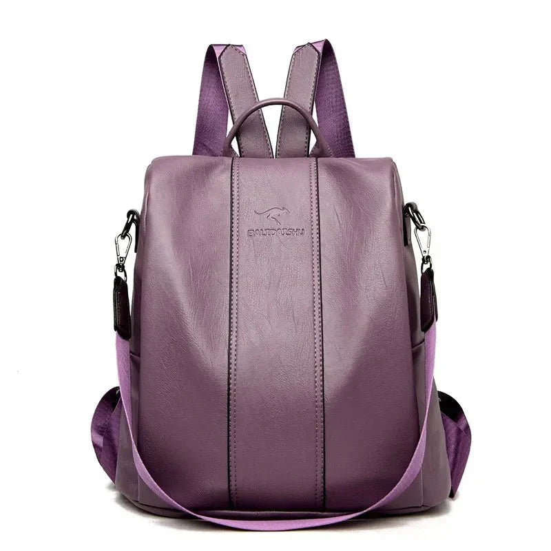 Women's Anti-Theft Leather Backpack