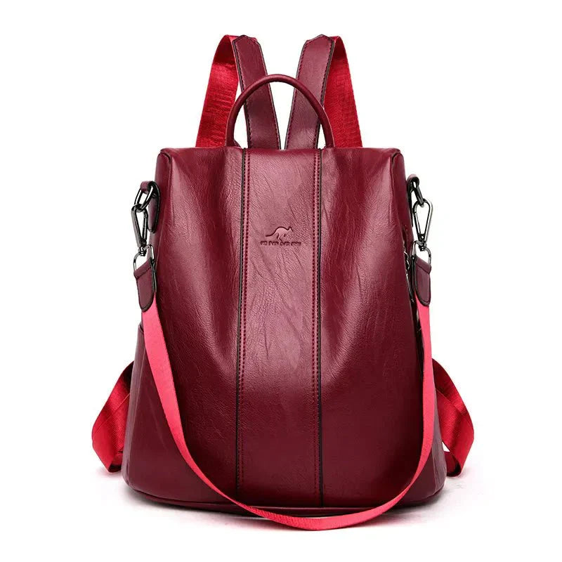 Women's Anti-Theft Leather Backpack