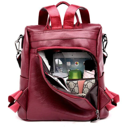 Women's Anti-Theft Leather Backpack