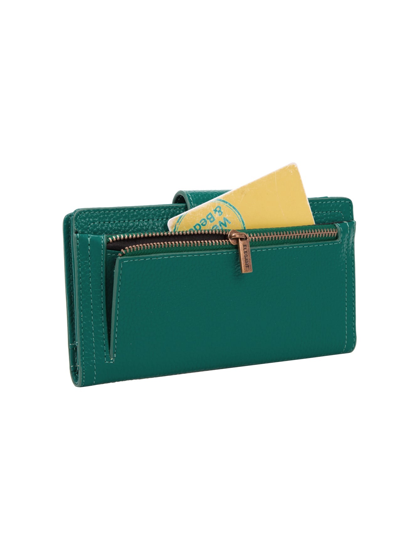 FAITH LEATHER TAB STYLE RFID WALLET- EMERALD- LOWER PRICE!