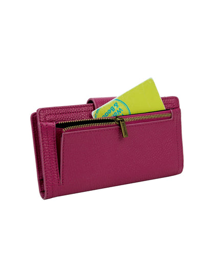 FAITH LEATHER TAB STYLE RFID WALLET- MAGENTA- LOWER PRICE!