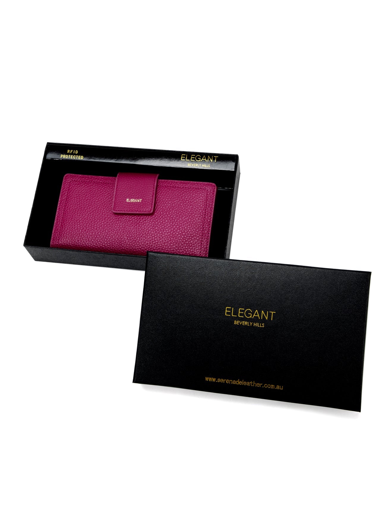 FAITH LEATHER TAB STYLE RFID WALLET- MAGENTA- LOWER PRICE!