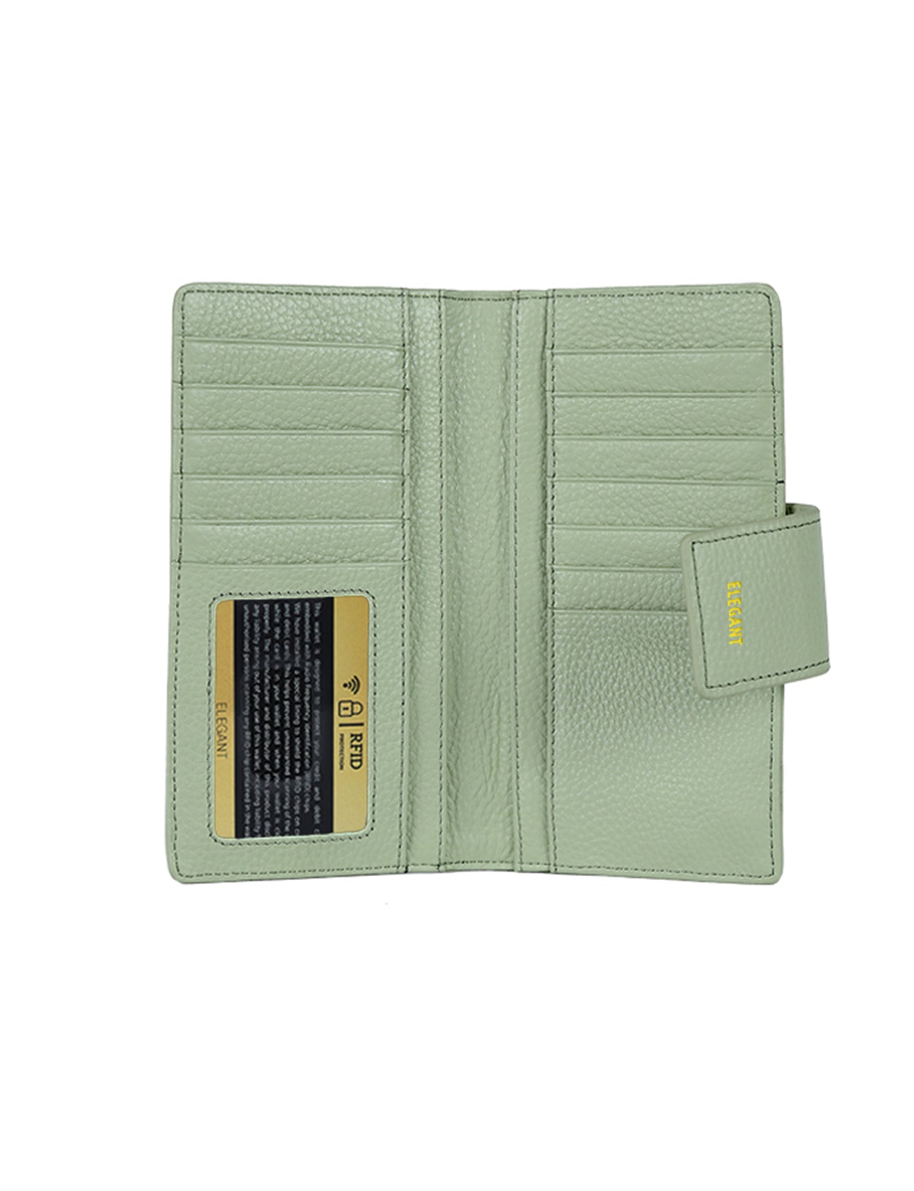 FAITH LEATHER TAB STYLE RFID WALLET- PISTACHIO-LOWER PRICE!