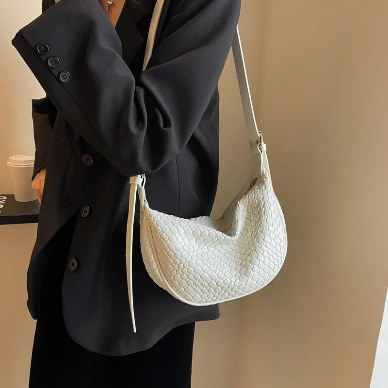 Woven Half Moon Bag