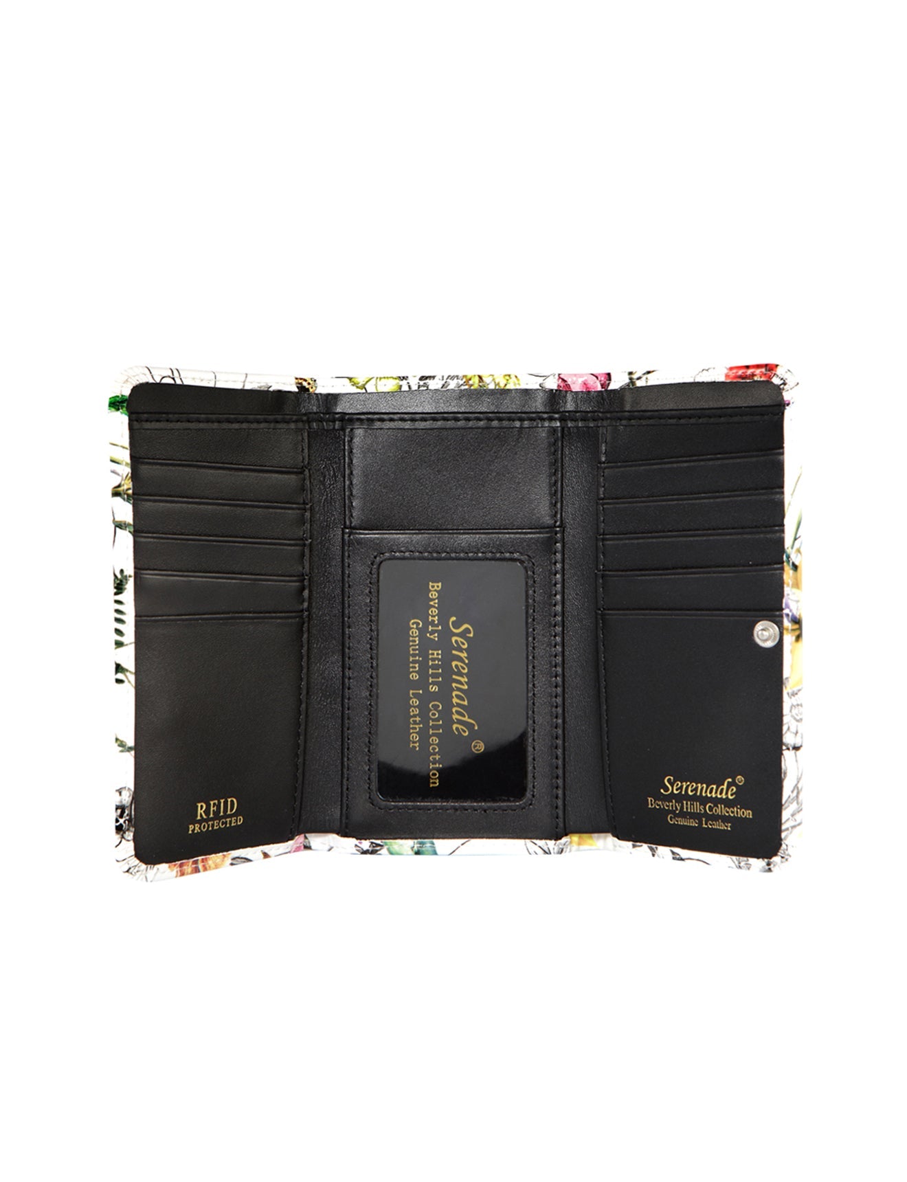 Botanics Medium Leather Wallet with RFID- Gold fitting detail