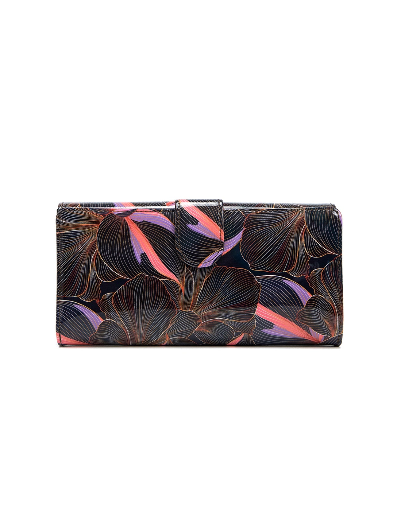 AMAL LARGE  PATENT LEATHER WALLET WITH RFID- WSN9501