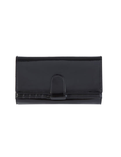 Allura Large Patent Leather Wallet with RFID- BLACK