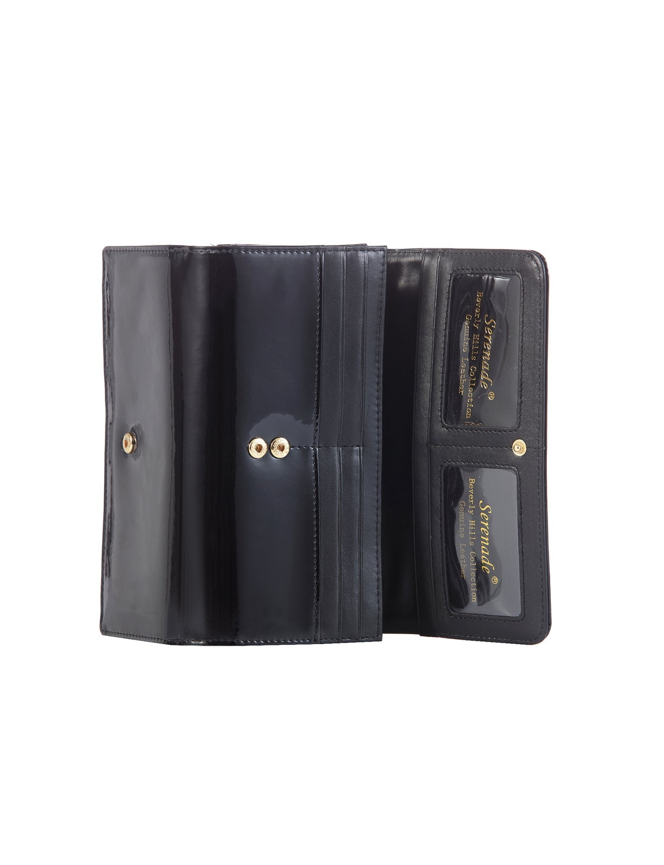 Allura Large Patent Leather Wallet with RFID- BLACK