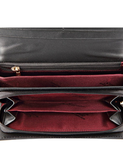 Allura Large Patent Leather Wallet with RFID- BLACK