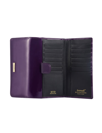 Allura Large Patent Leather Wallet with RFID- Purple